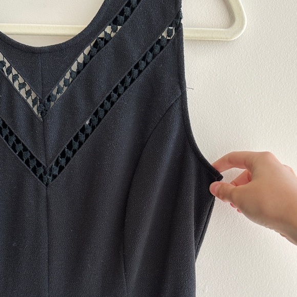 maison Jules Black Pleated Mini Dress with Diamond Cutouts, Size Large - Picture 6 of 14